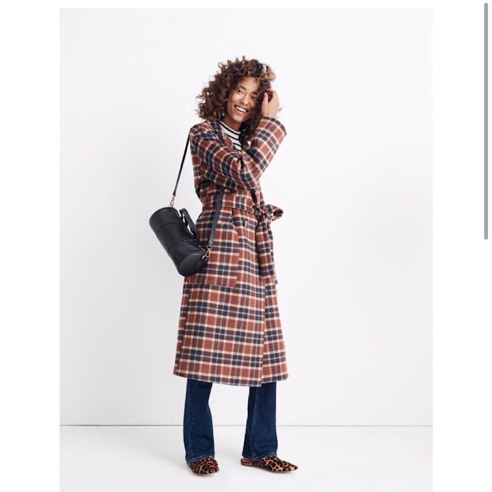 NWT Madewell plaid wool car coat xs